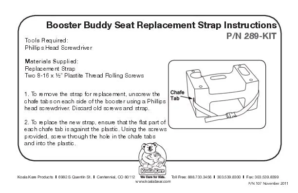 289-KIT - STRAP KIT for for KB854-S & KB855-S Restaurant Booster & KB116-S & KB117-S Booster Buddy