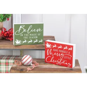 7" Santa's Sleigh Block Sign