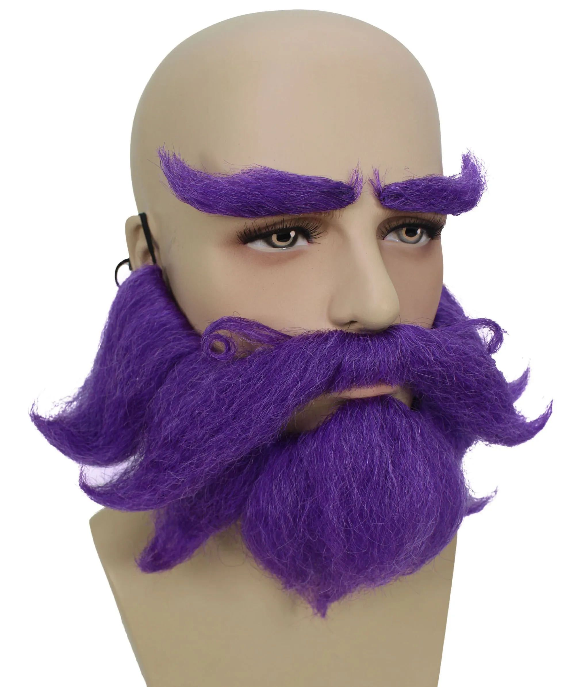 Adult Men's Cowboy Cartoon Purple Mustache and Beard| Perfect for Halloween| Flame-retardant Synthetic Fiber