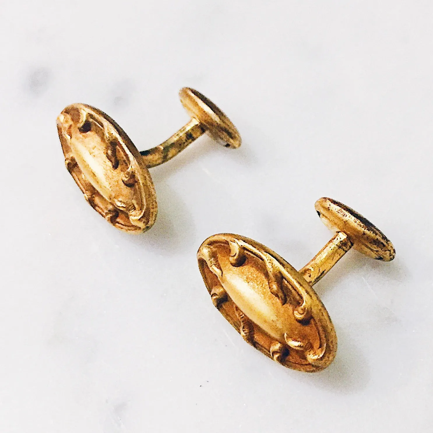 Antique Edwardian Repousse Gold-filled Cufflinks