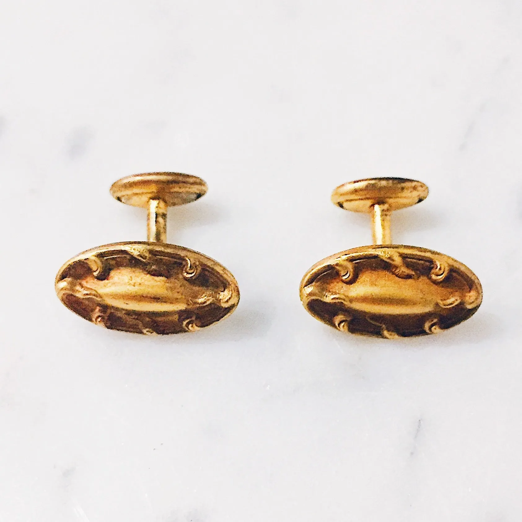 Antique Edwardian Repousse Gold-filled Cufflinks