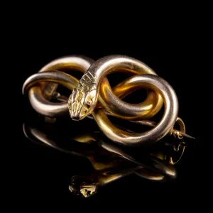 Antique Victorian Snake Brooch 15Ct Gold Circa 1880