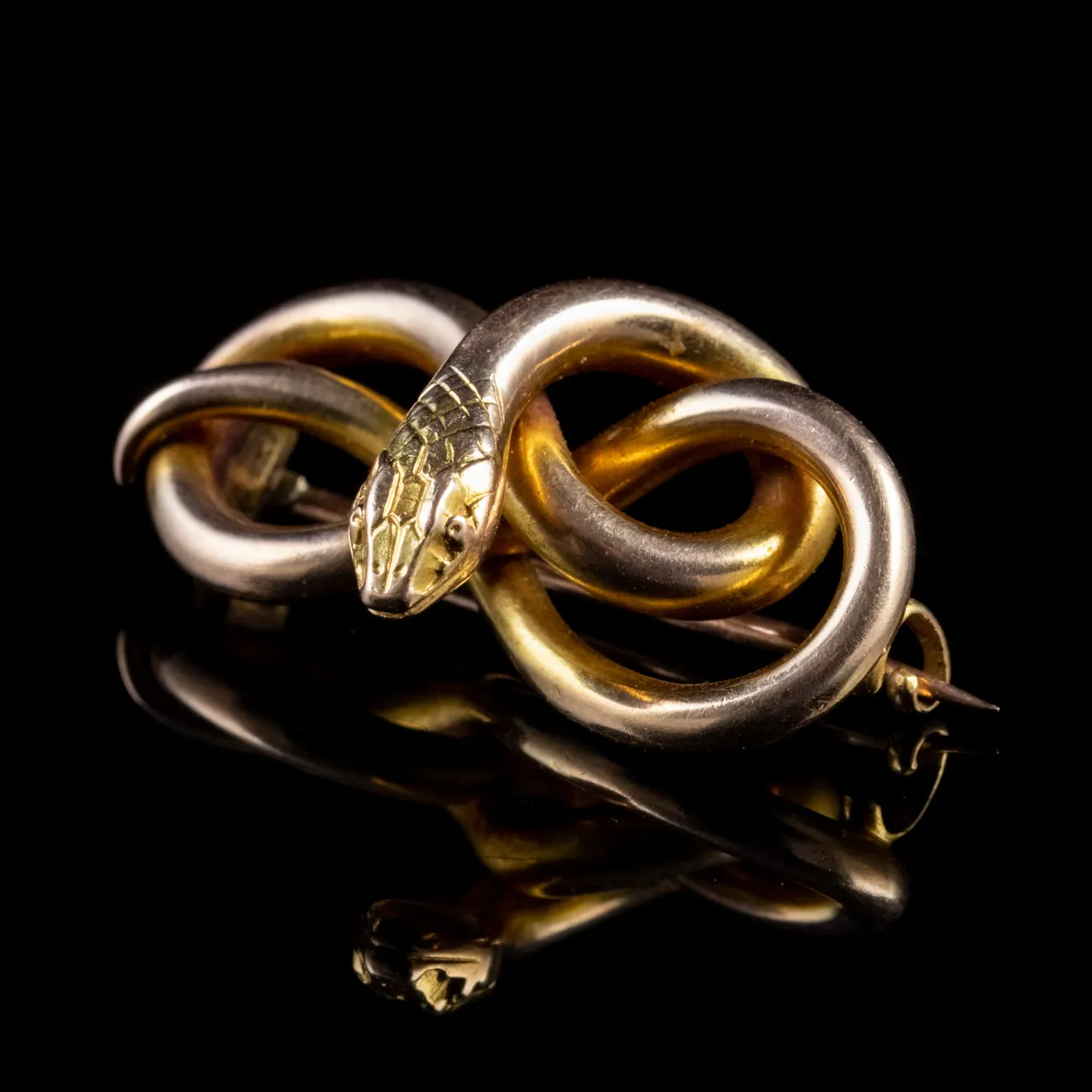 Antique Victorian Snake Brooch 15Ct Gold Circa 1880