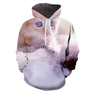 Cat Hoodie Men Animal Hoodie Print Lovely Sweatshirt Printed Harajuku 3d Printed