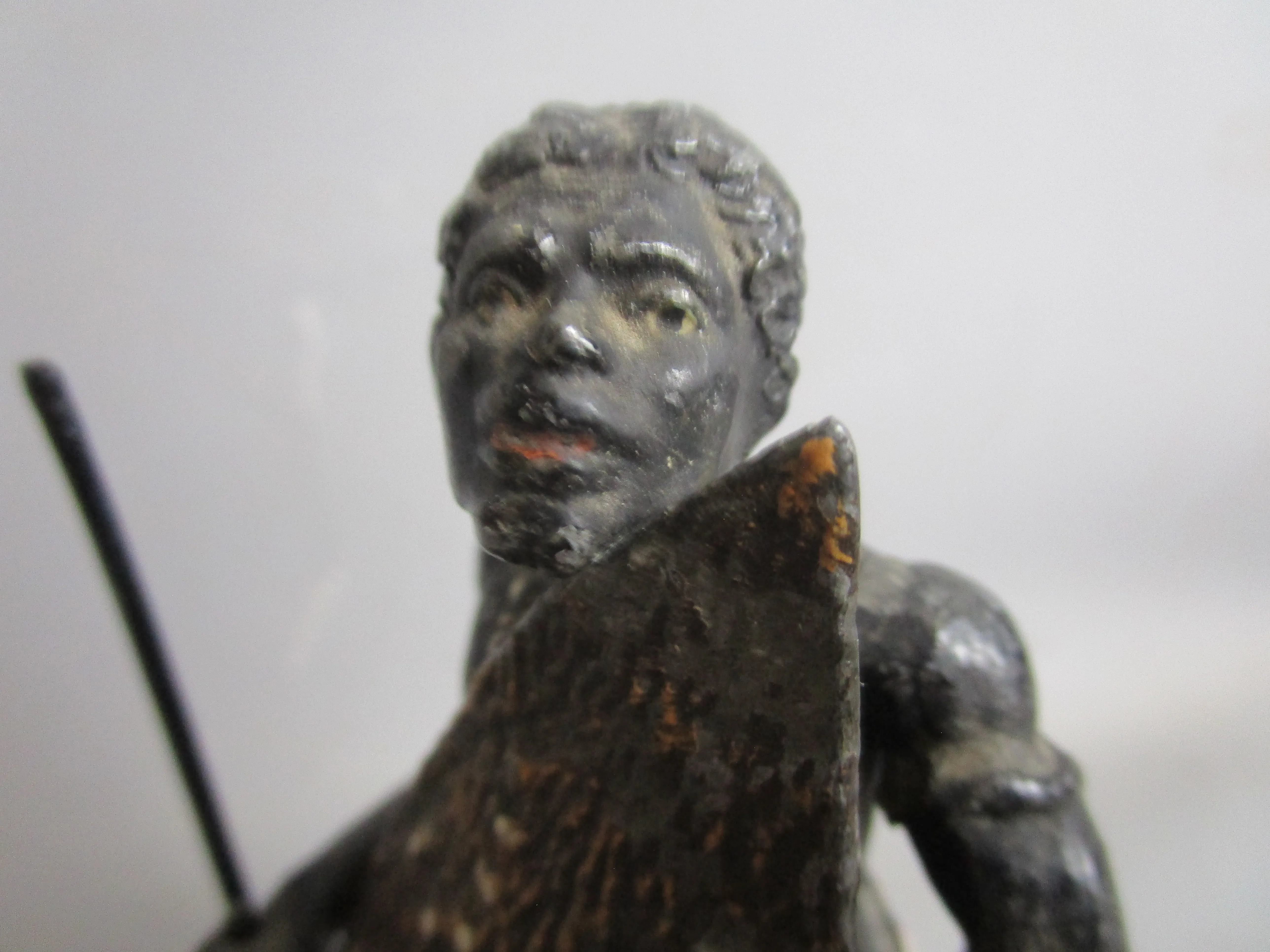 Cold Painted Bronze Tribal Warrior Figurine Antique Edwardian c1910