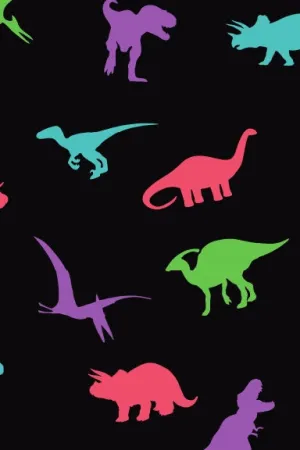 Dinosaur Collage Notebook-Black with Bright Colors (100 Themed Note Taking Pages)