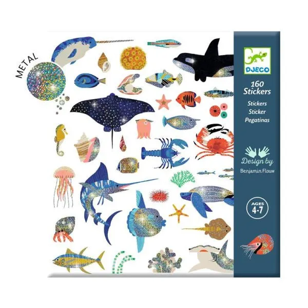 Djeco Metallic Stickers 160pc: Ocean