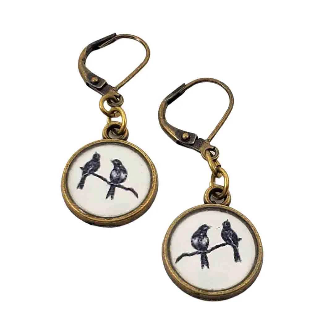 Earrings - Birds on a Branch Antiqued Brass by Christine Stoll | Altered Relics