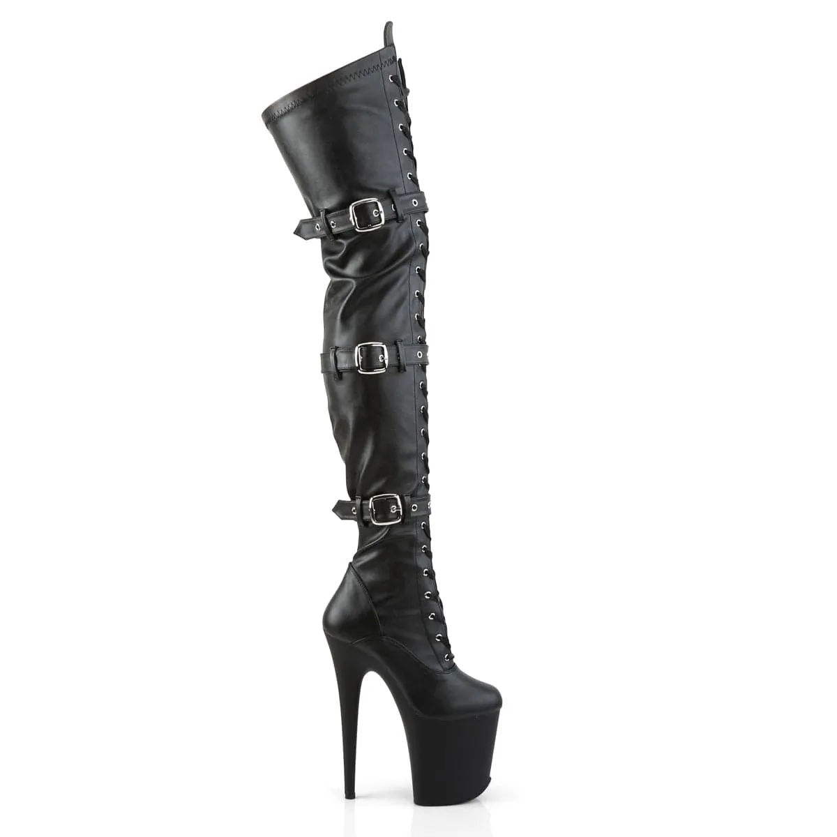 FLAMINGO-3028 Black Stretch Faux Leather/Black Matte