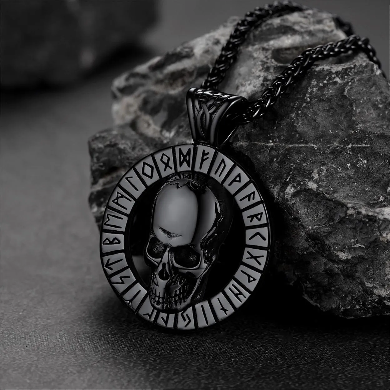 Flash Sale Viking Runes Skull Necklace For Men