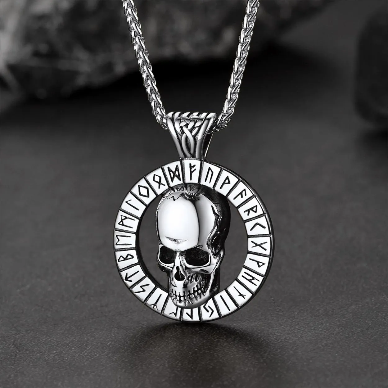 Flash Sale Viking Runes Skull Necklace For Men