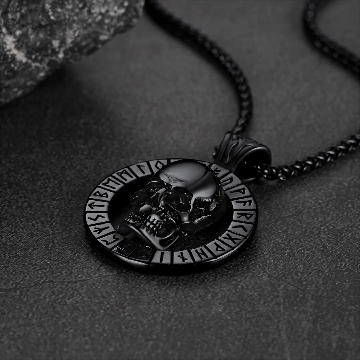 Flash Sale Viking Runes Skull Necklace For Men