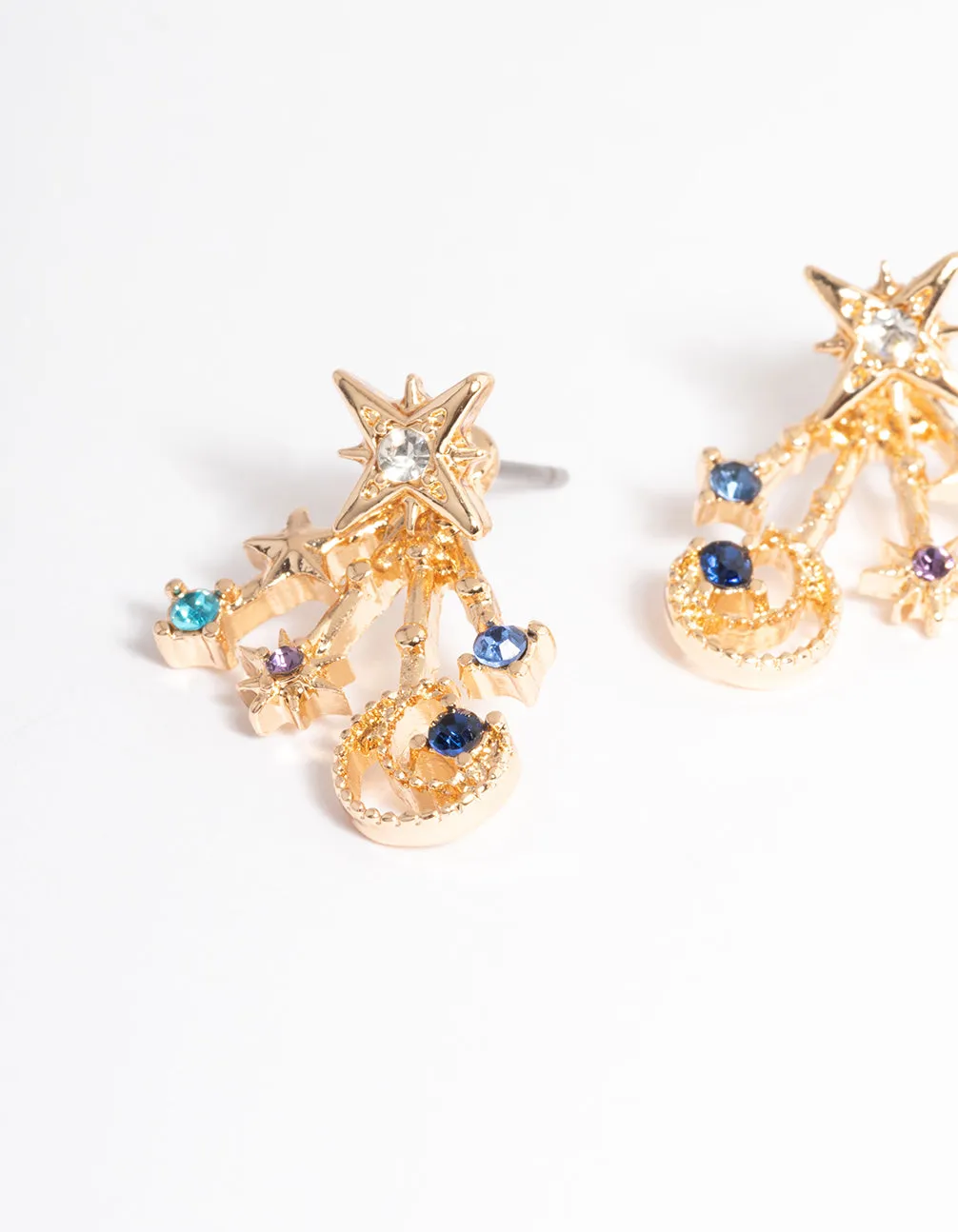 Gold Celestial Jacket Earrings