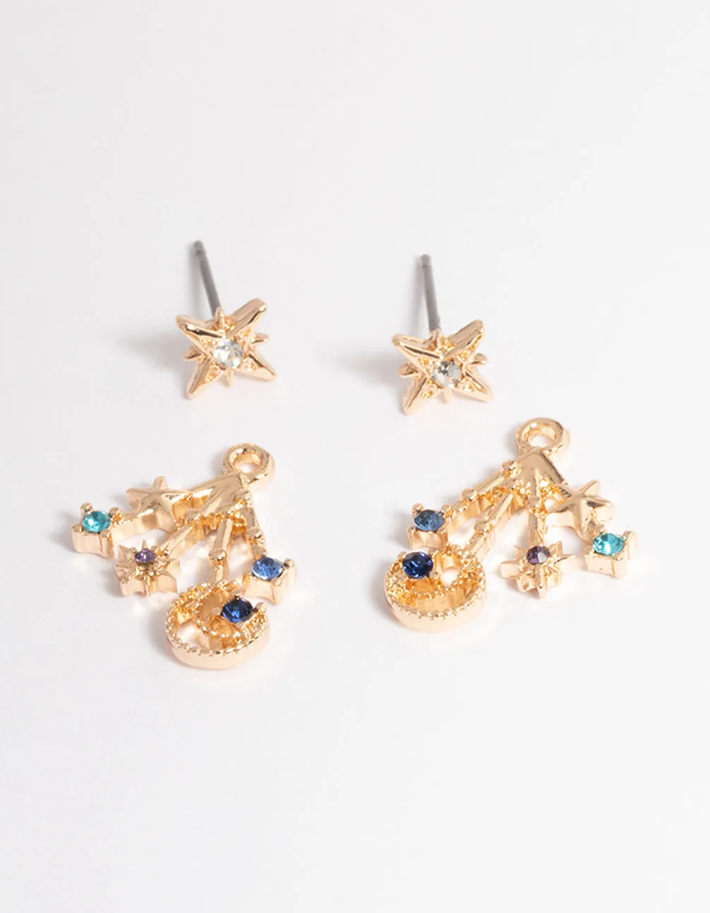 Gold Celestial Jacket Earrings