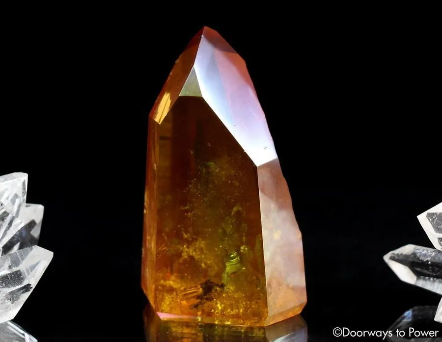 Golden Aura Lemurian Quartz Crystal Point & Temple Heart Dow