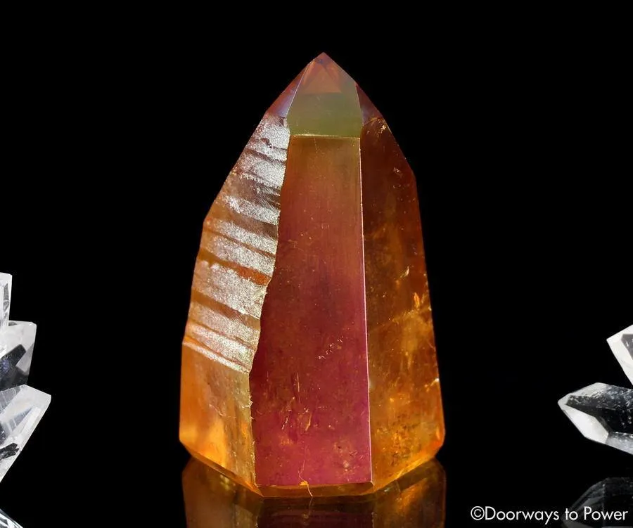 Golden Aura Lemurian Quartz Crystal Point & Temple Heart Dow