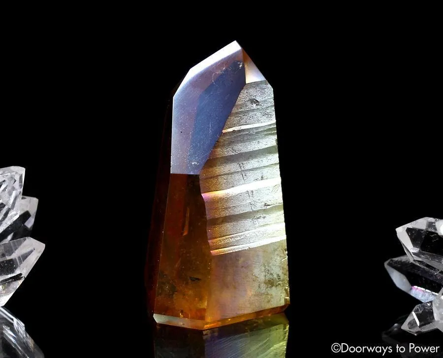 Golden Aura Lemurian Quartz Crystal Point & Temple Heart Dow