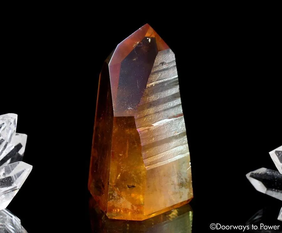 Golden Aura Lemurian Quartz Crystal Point & Temple Heart Dow