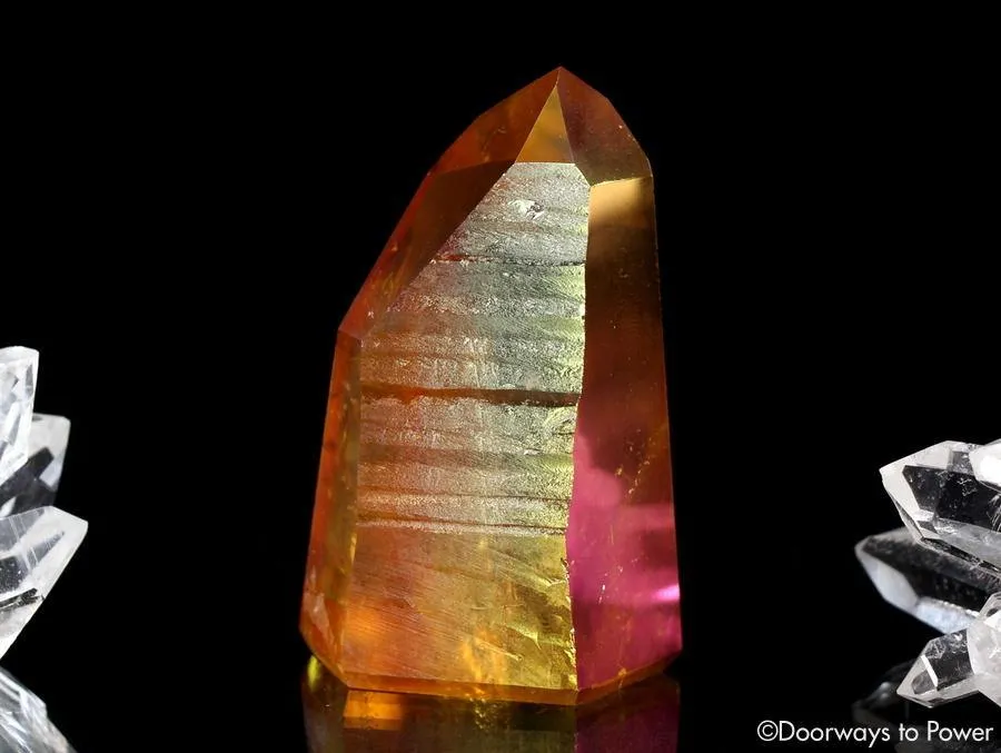 Golden Aura Lemurian Quartz Crystal Point & Temple Heart Dow