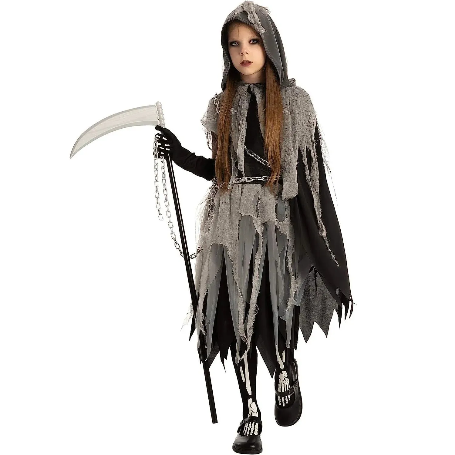 Grim Reaper Costume with Gloves and Tights Glow in the Dark