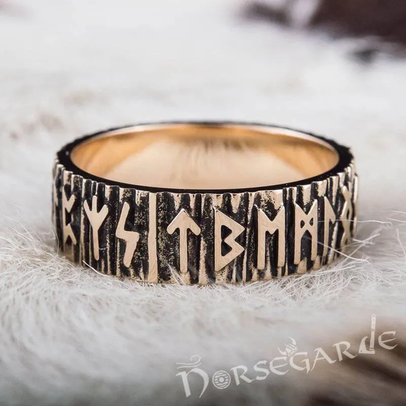 Handcrafted Elder Futhark Runic Band - Bronze