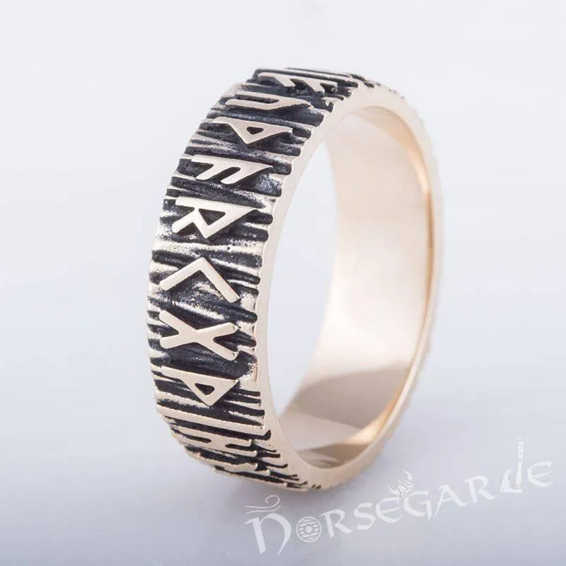 Handcrafted Elder Futhark Runic Band - Bronze