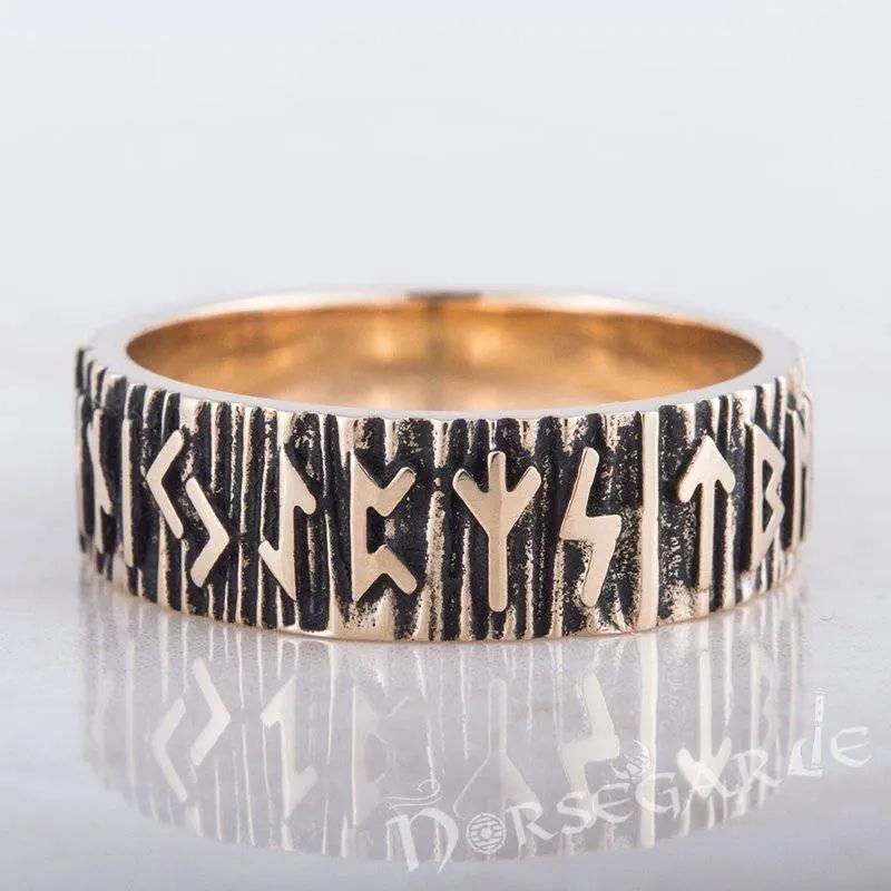 Handcrafted Elder Futhark Runic Band - Bronze