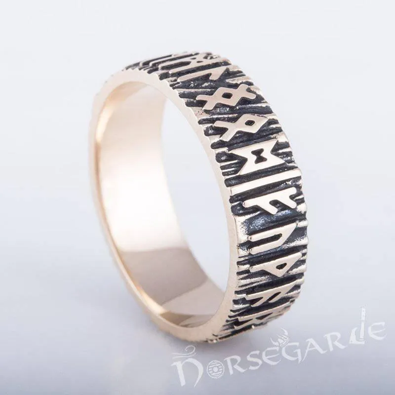 Handcrafted Elder Futhark Runic Band - Bronze