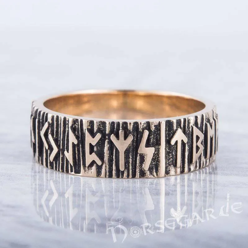 Handcrafted Elder Futhark Runic Band - Bronze