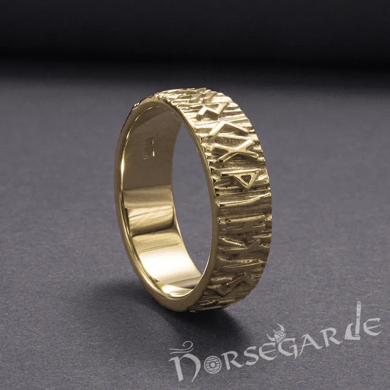 Handcrafted Slim Elder Futhark Runic Band - Gold