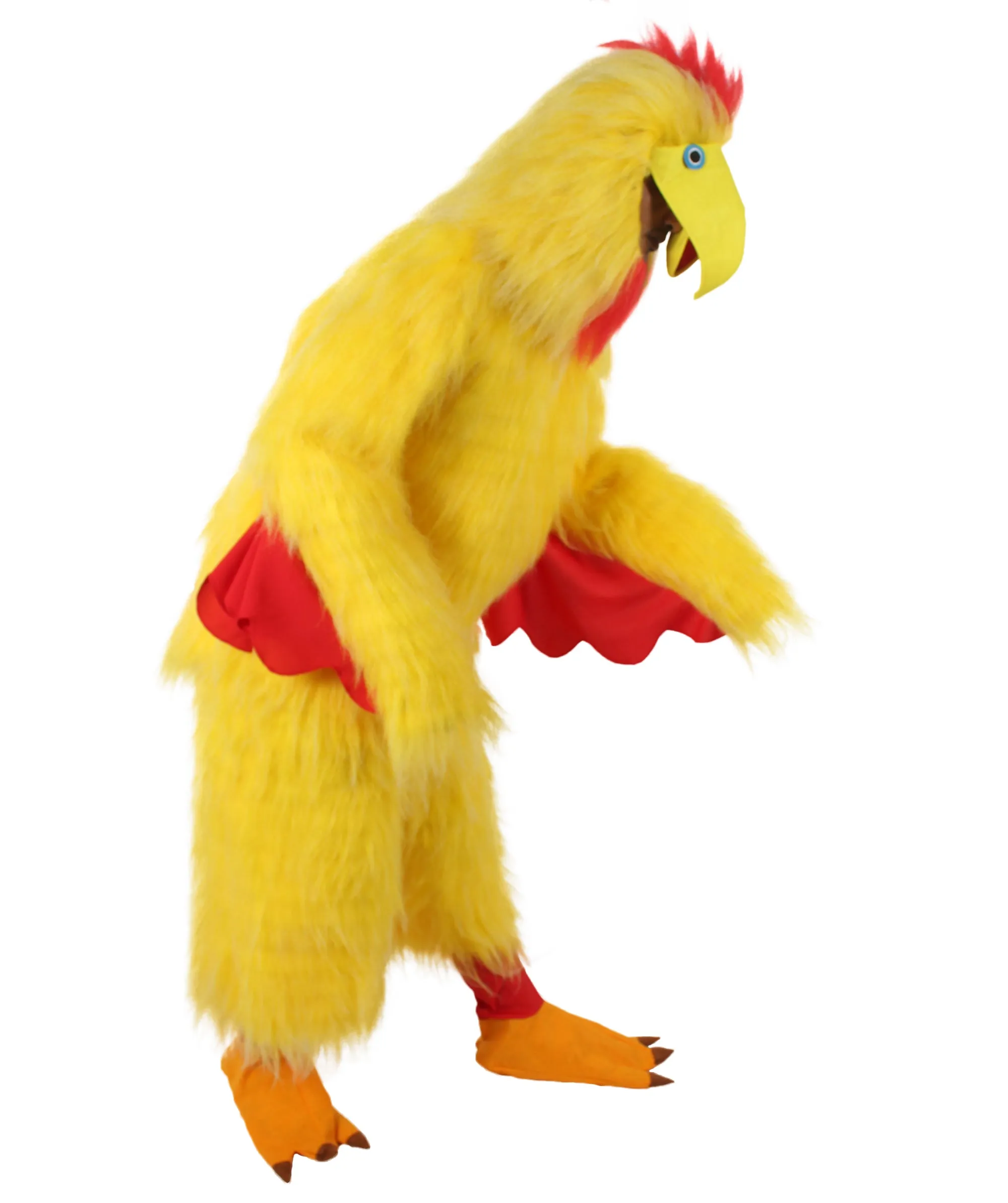 HPO Yellow and Red Chicken Costume with Mask  - Long Synthetic Fibers Bundle