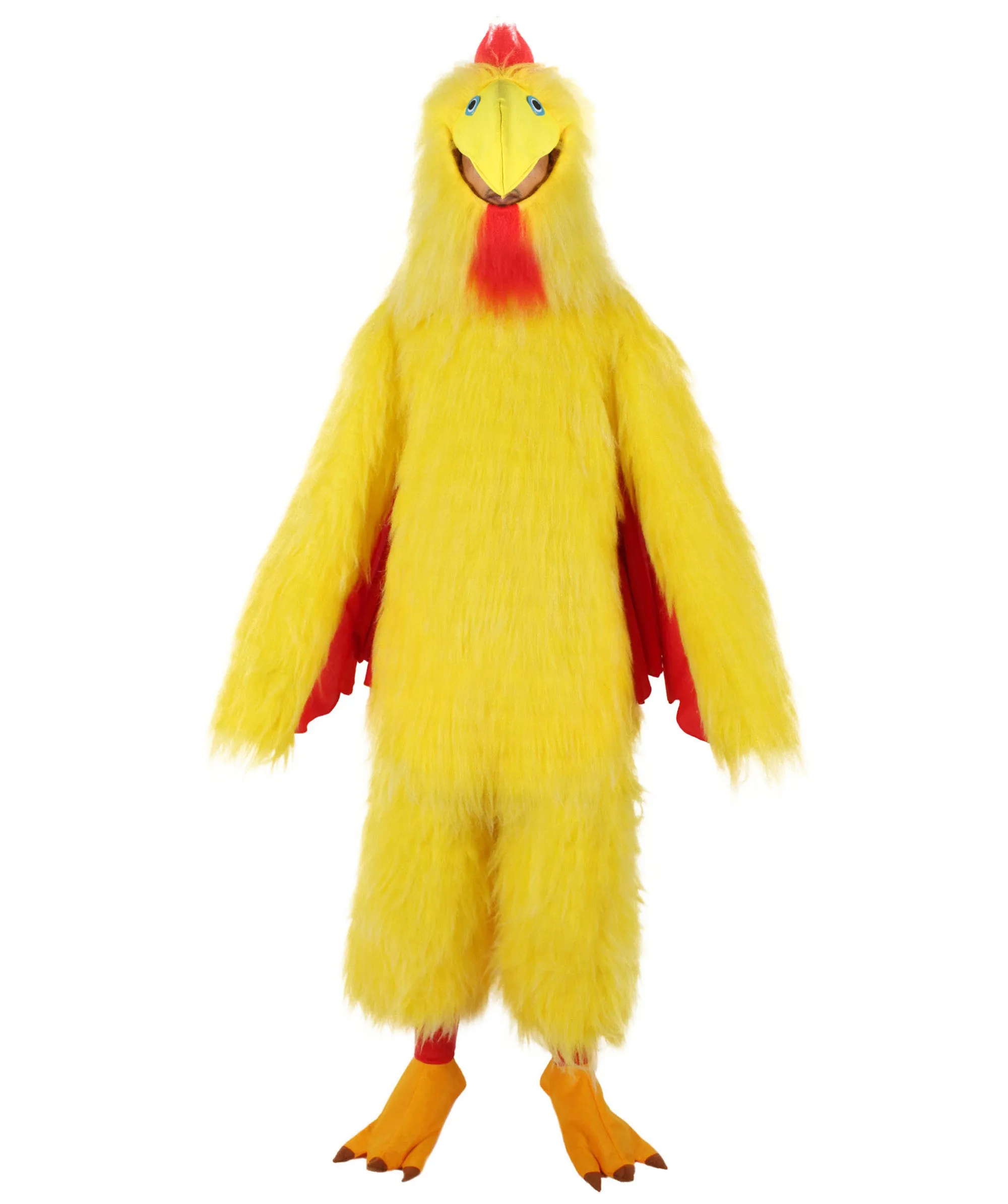 HPO Yellow and Red Chicken Costume with Mask  - Long Synthetic Fibers Bundle