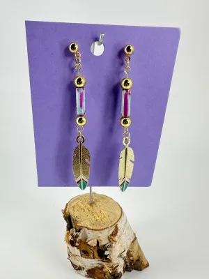 Indigenous Handmade Earrings - Purple Imperial Jasper