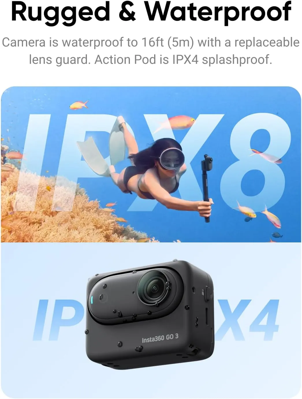 Insta360 GO 3 - The Tiny Mighty Action Camera (128GB) | Multifunctional Action Pod | Super Charged Battery | Waterproof