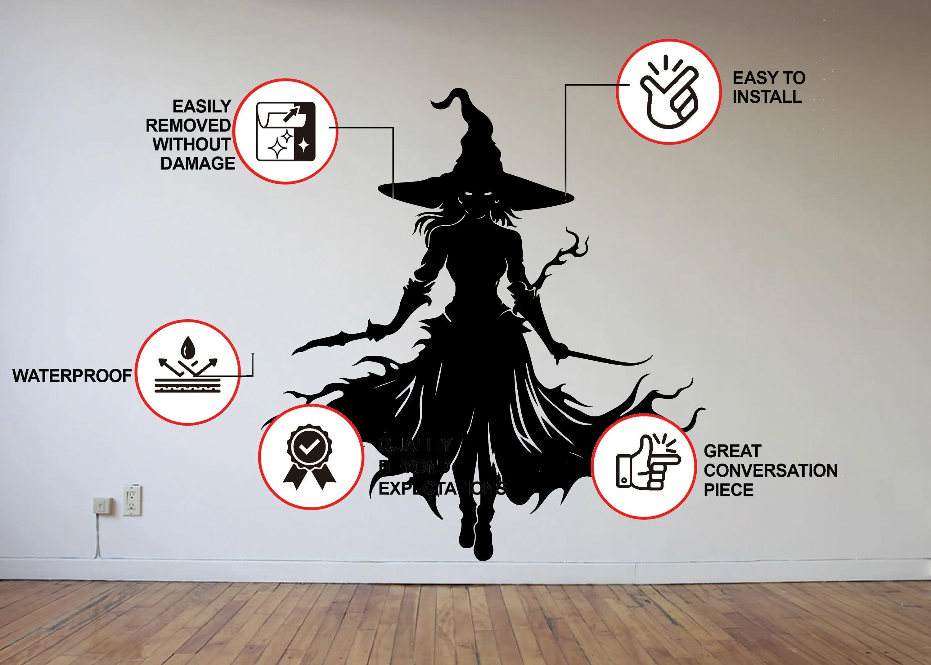 Knife-Wielding Warrior Witch Decal