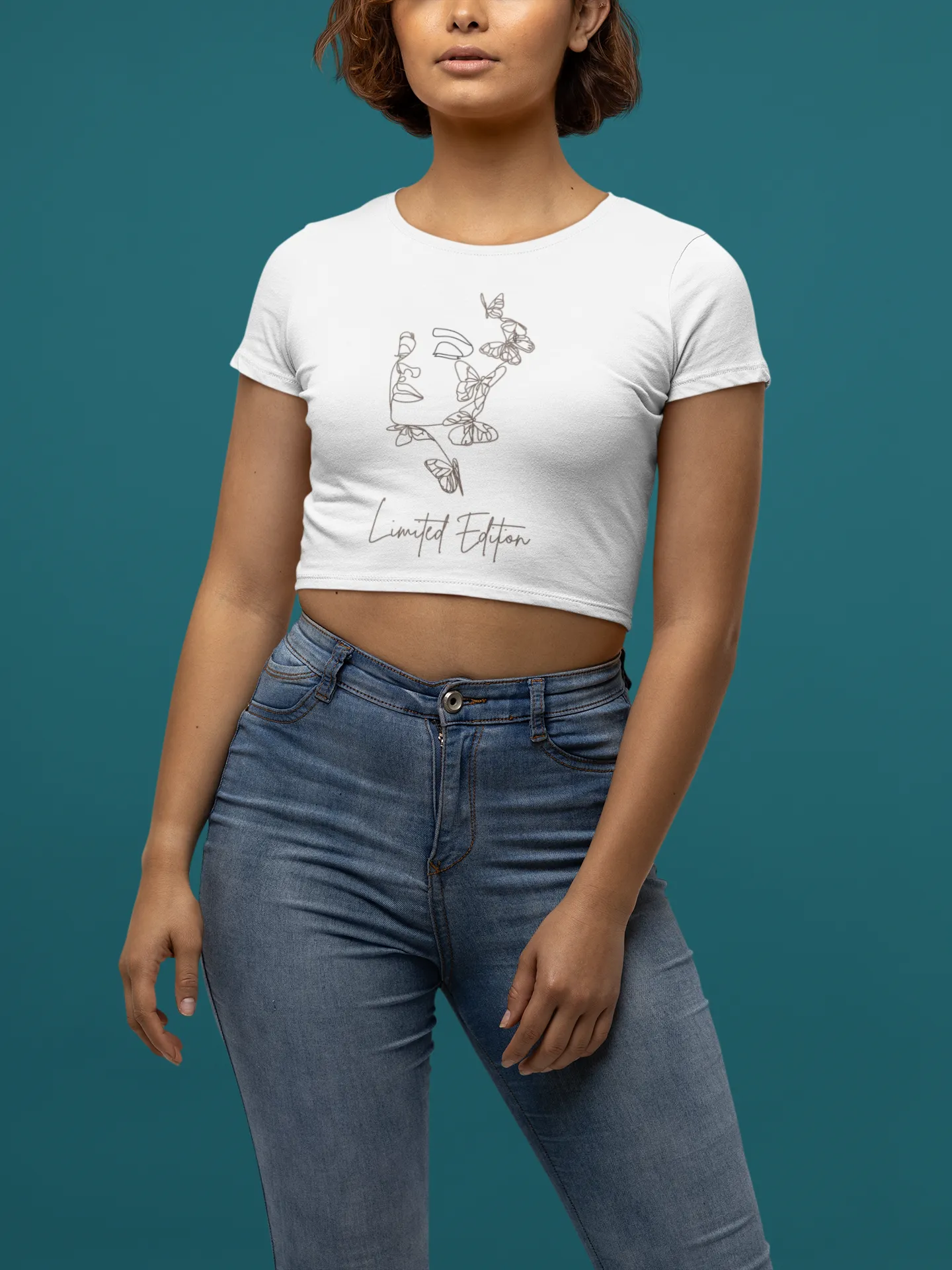 Limited Edition Crop Top for women with Minimalistic Woman Outline Design