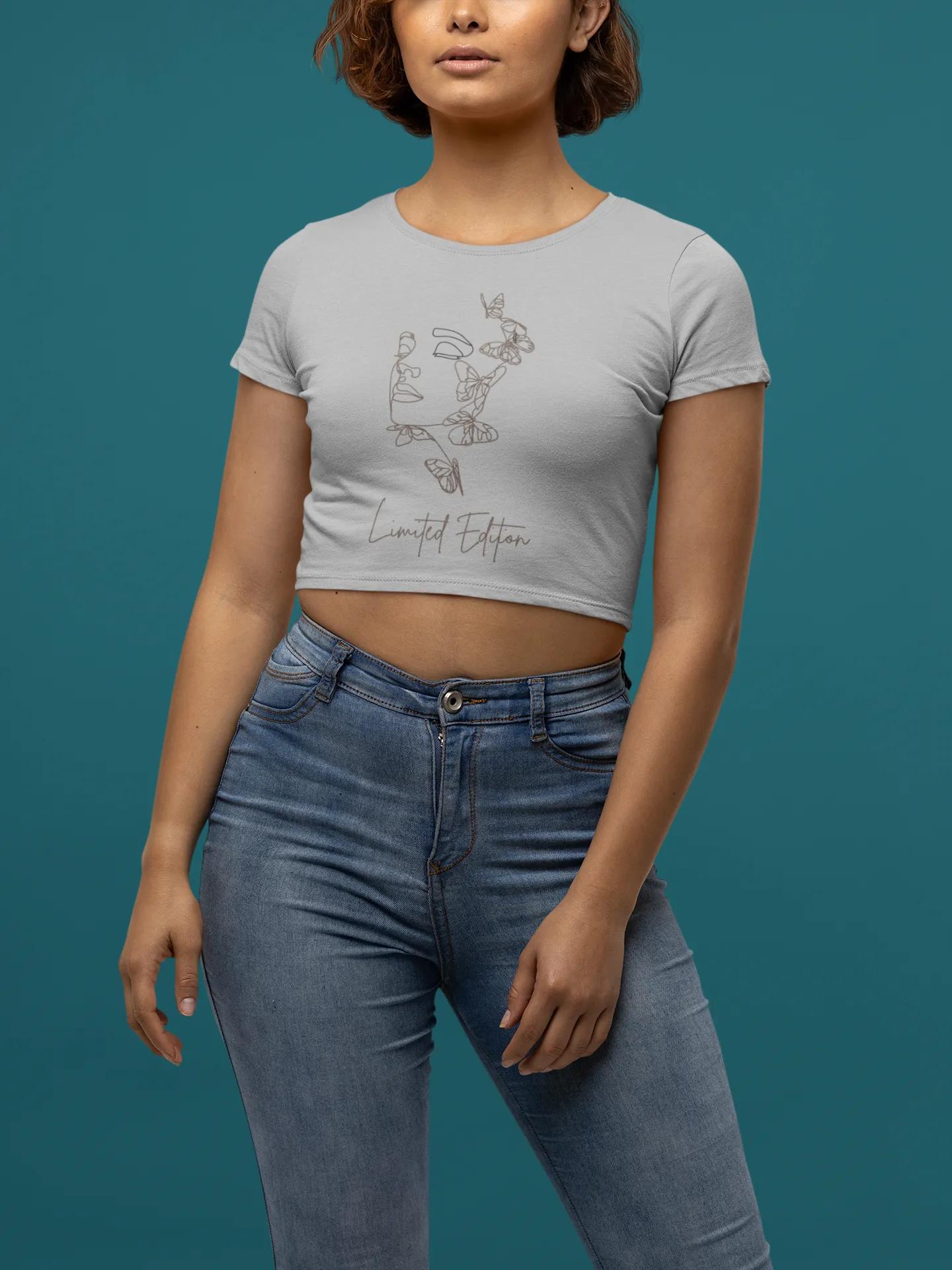 Limited Edition Crop Top for women with Minimalistic Woman Outline Design