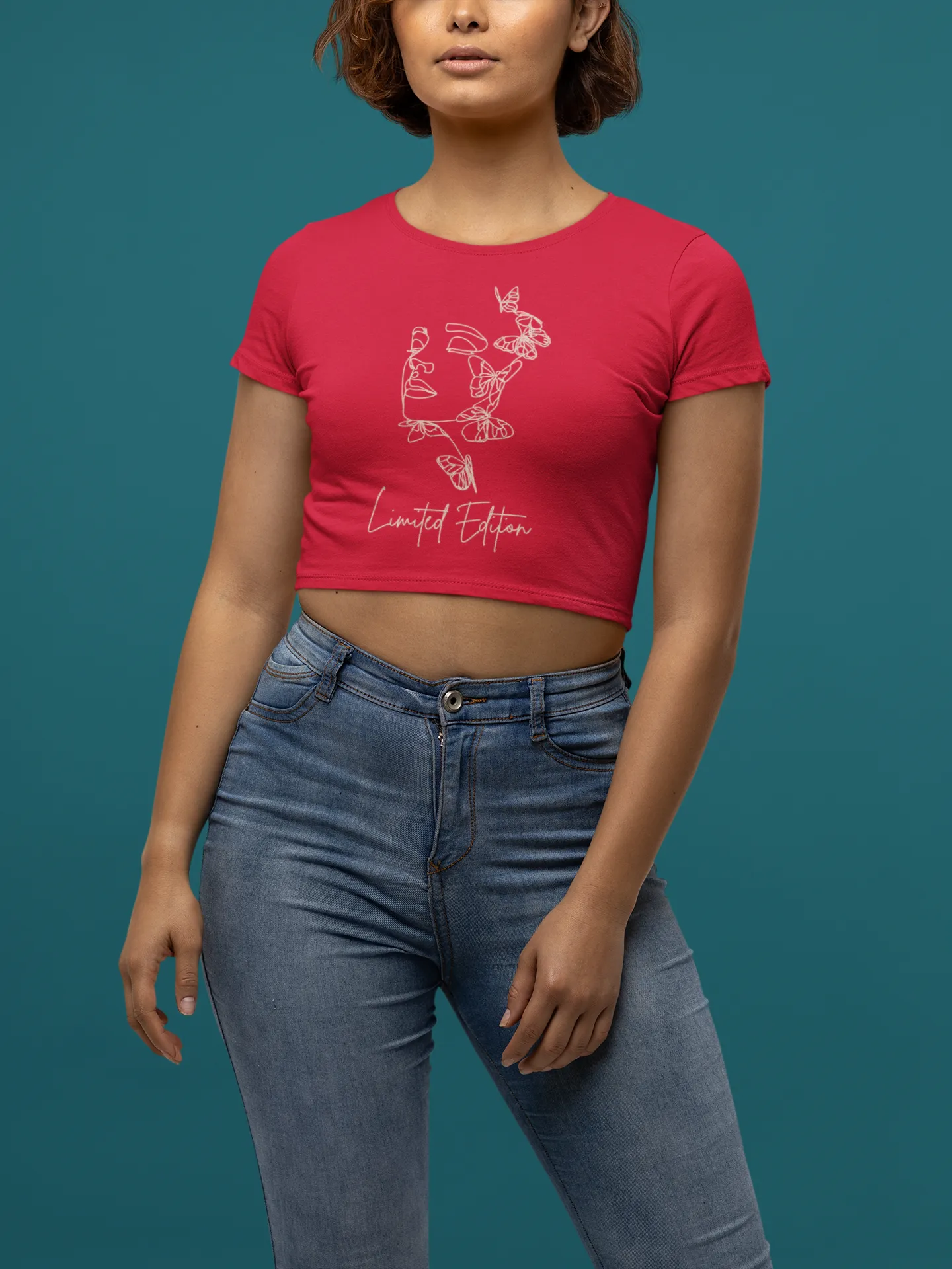 Limited Edition Crop Top for women with Minimalistic Woman Outline Design