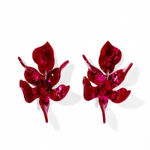 Linny Co | Flora Drop Earrings in Pinot Noir Burgundy