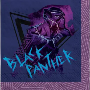 Marvel Avengers Black Panther Wakanda Forever Birthday Large Lunch Napkins, 16 Count