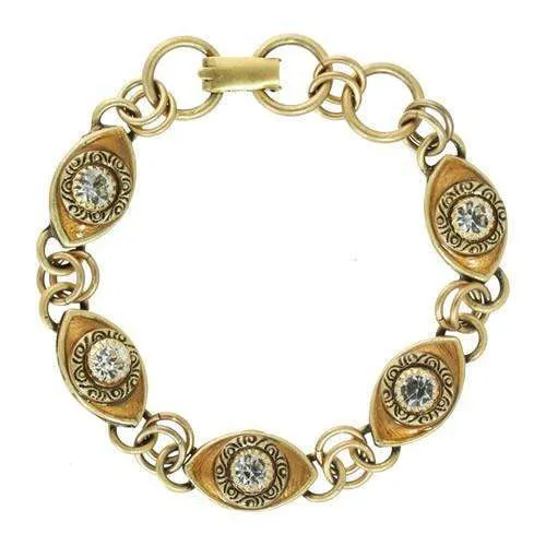 Michal Golan 5 Eye Gold and Crystal Evil Eye Bracelet