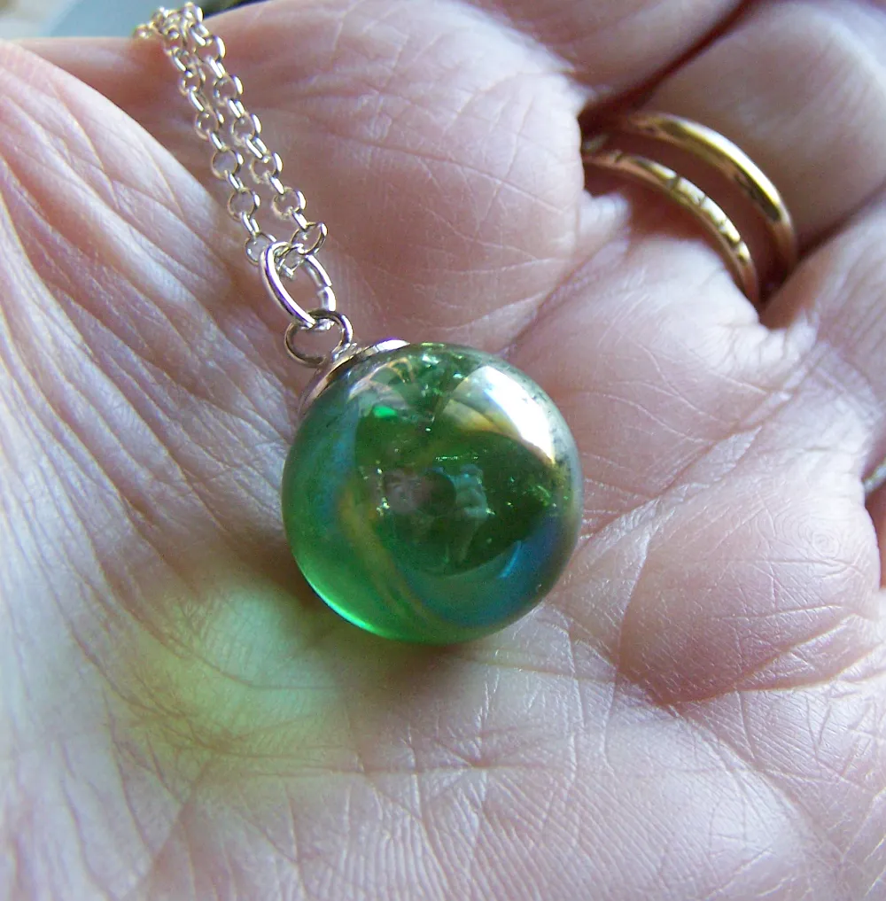 Mystic Green Aura Quartz Crystal Ball Pendant