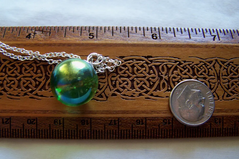 Mystic Green Aura Quartz Crystal Ball Pendant