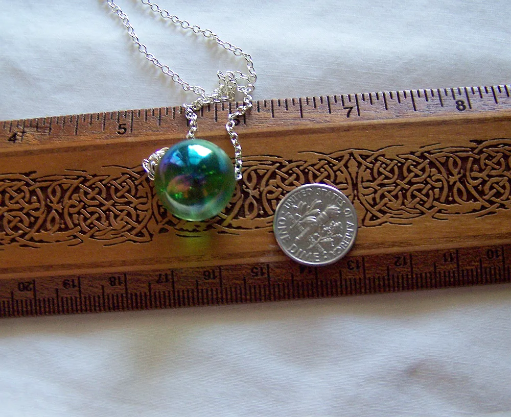 Mystic Green Aura Quartz Crystal Ball Pendant