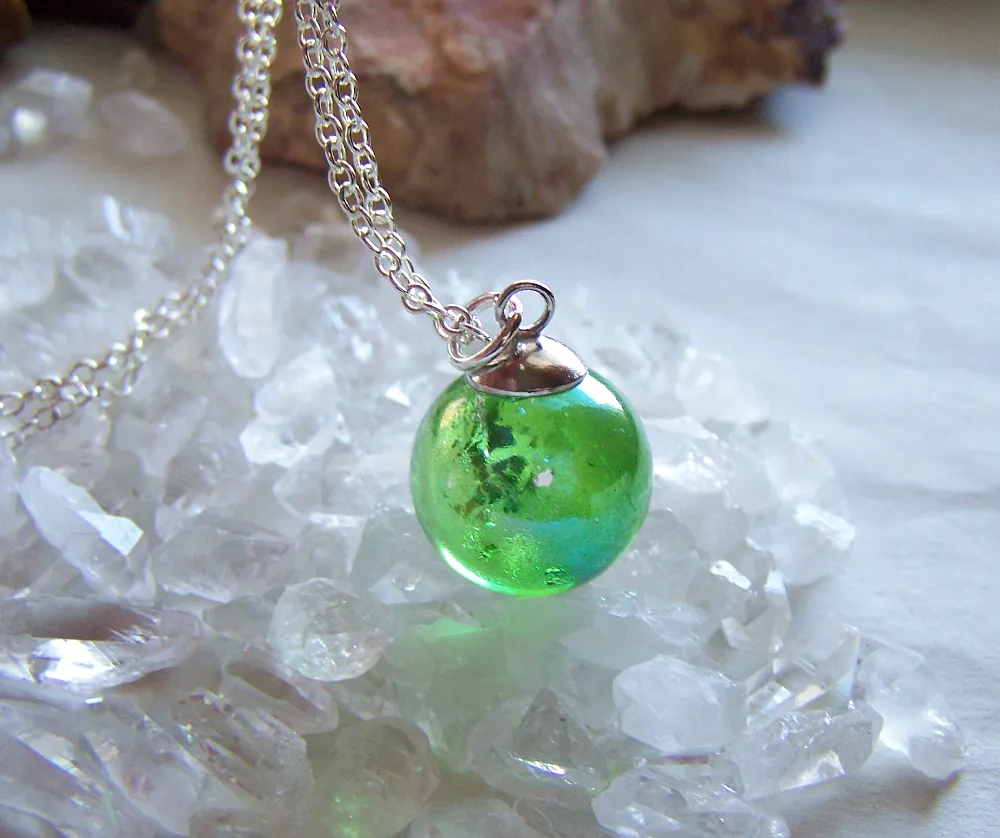 Mystic Green Aura Quartz Crystal Ball Pendant