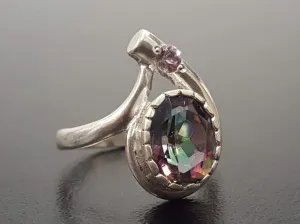 Mystic Topaz Ring - Purple Teardrop Ring - Vintage Mystic Topaz Ring