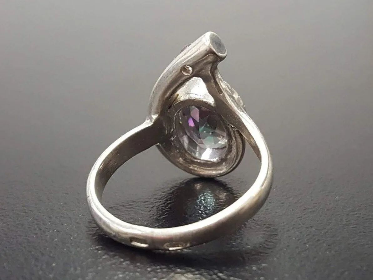 Mystic Topaz Ring - Purple Teardrop Ring - Vintage Mystic Topaz Ring