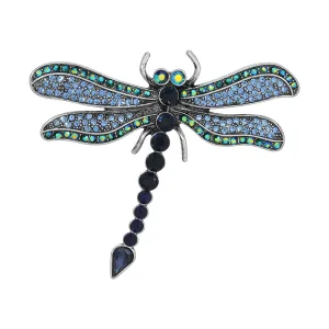 Regency Giovane Iridescent AB Crystal & Blue Stone Dragonfly Brooch