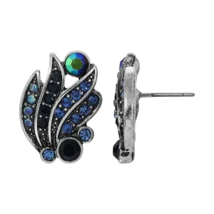 Regency Giovane Iridescent AB Crystal & Blue Stone Post Earrings