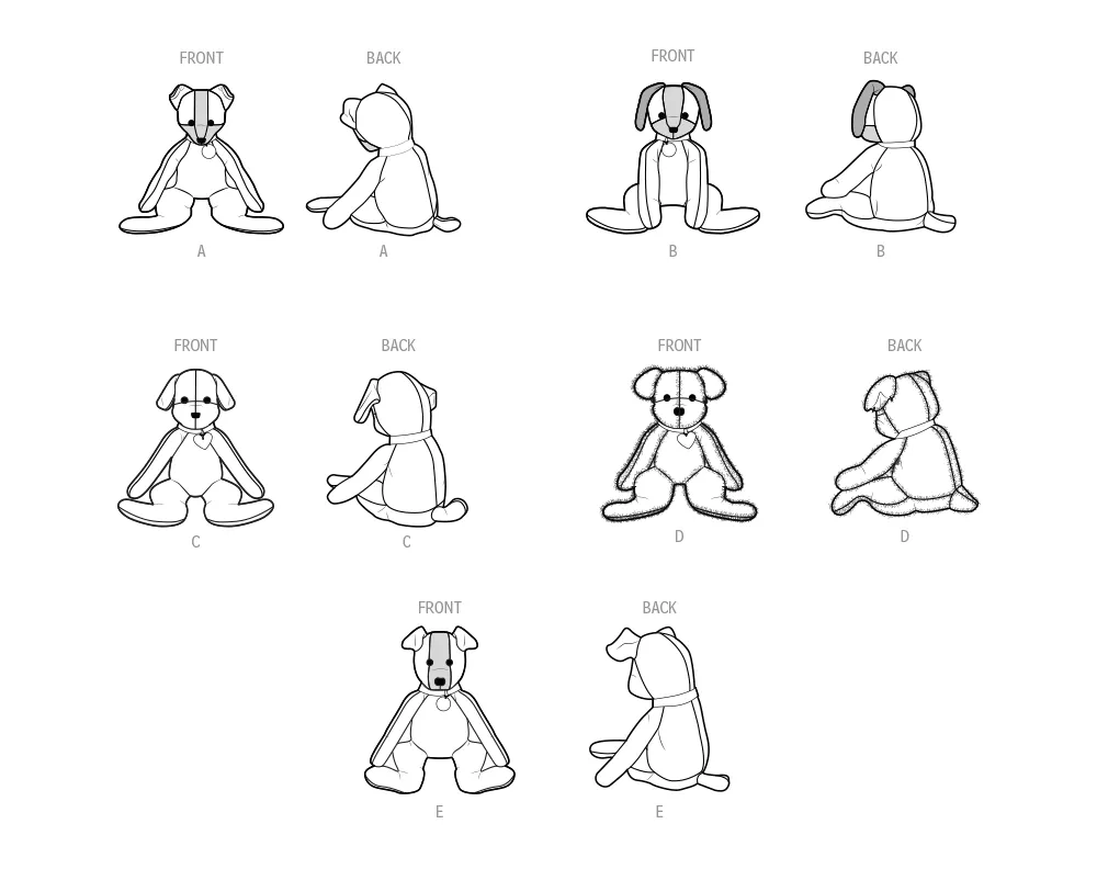 Simplicity Pattern 9807 Poseable Plush Animals